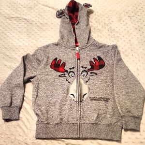 Kids Gray Moose Hoodie, Size 8